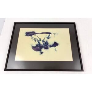 Vintage White Flower in Snow Print Matted‎ and Framed Wall Decor Art